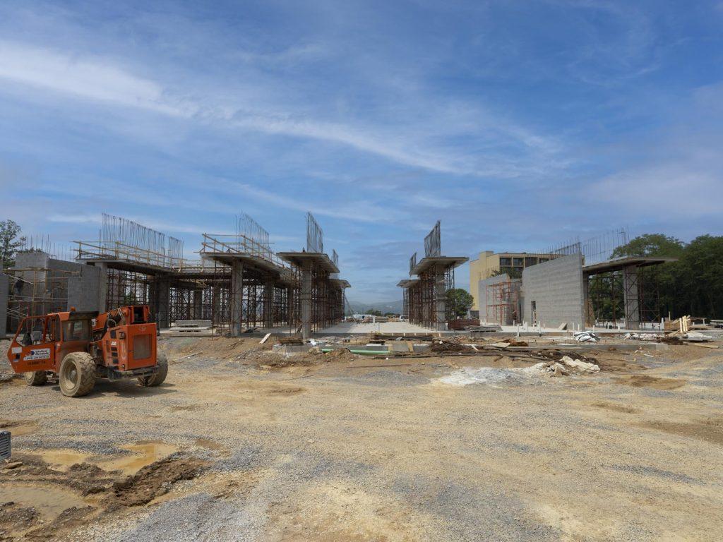 Smoky Mountain Commercial Concrete, Pillars from the Compass Hotel Pigeon Forge - Steep grade foundations, retaining walls Smoky Mountains, commercial concrete footers, Sevier County concrete, Gatlinburg site prep, concrete chemical resistance, PSI, air-entrainment, hydrostatic pressure, Pigeon Forge construction, East Tennessee concrete repair.